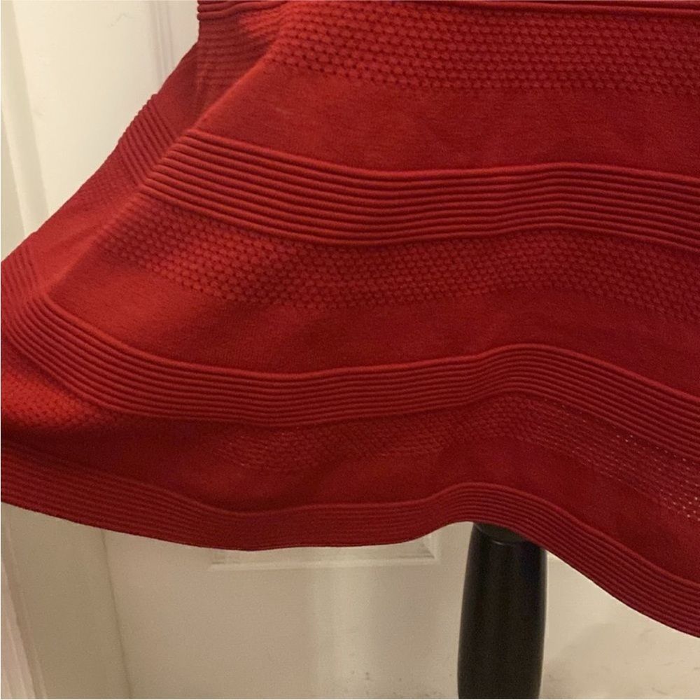 Sandro Red Milau Pointelle Ribbed Dress, S - Picture 7 of 15